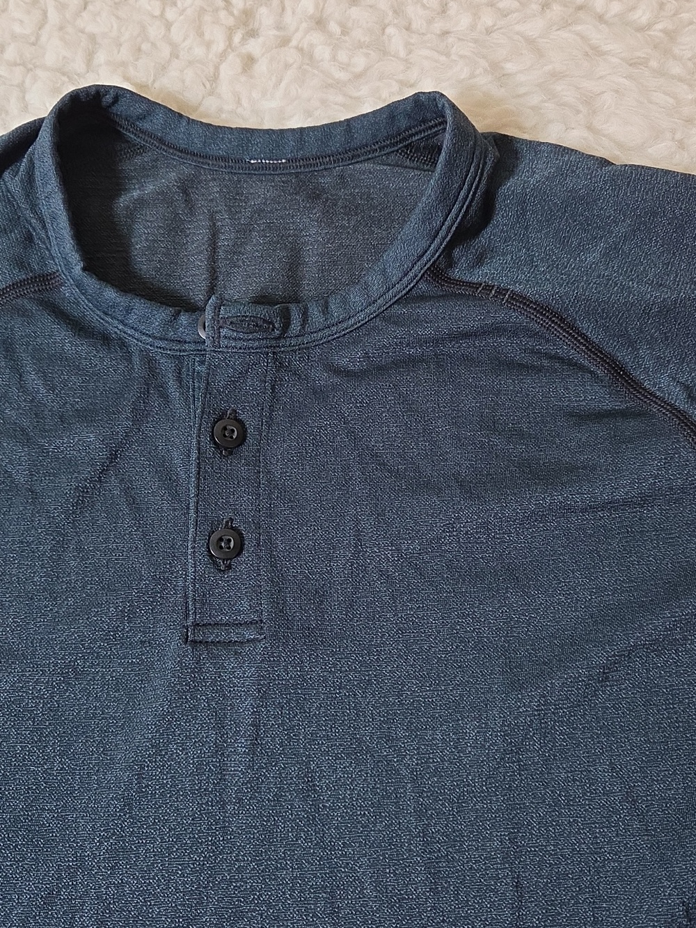 Lululemon Metal Vent Tech Long Sleeve Henley Sz M Black/ Mariner - Picture 6 of 11